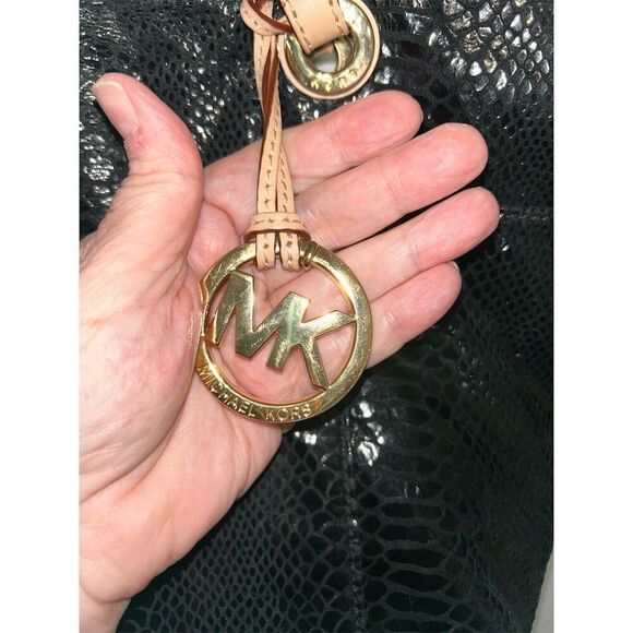 Michael Kors Black Python Embossed Leather Shoulder Bag Women's Handbag - Picture 3 of 10